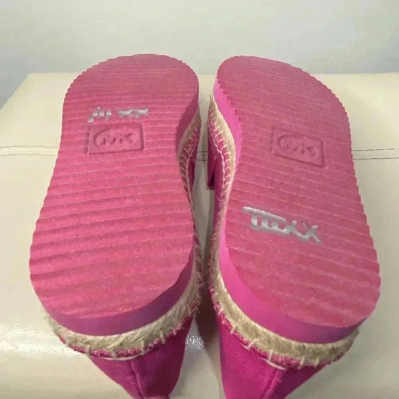 Michael Kors Vicky Espadrille Platform Flat Shoes Canvas MK Logo Denim Size 6M - Picture 9 of 10